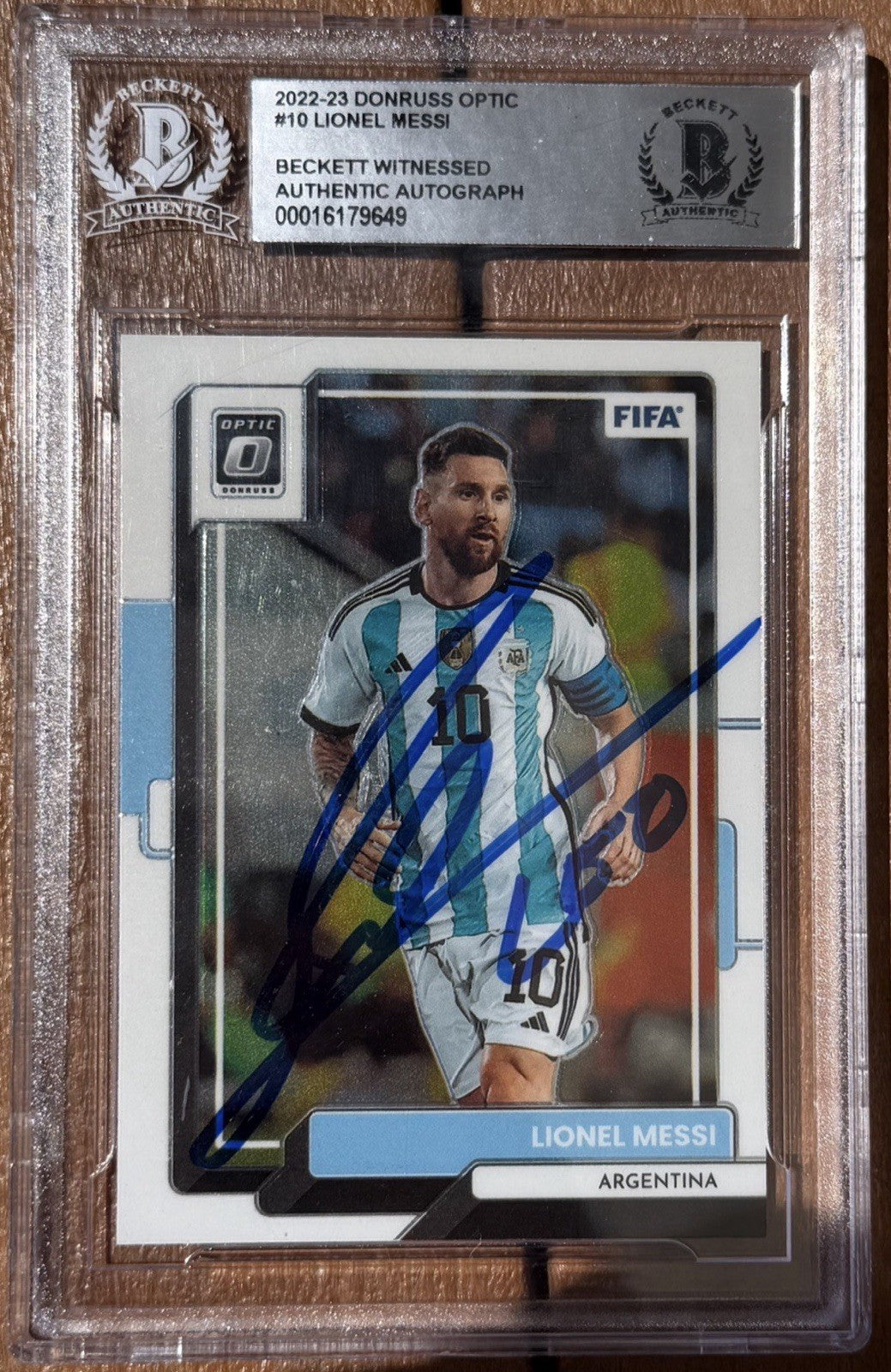 2022-23 Panini Donruss Optic Lionel Messi #10 Beckett BAS Auto RARE
