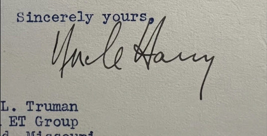 President Harry Truman signed White House Letter His Nephew “Uncle Harry” RARE