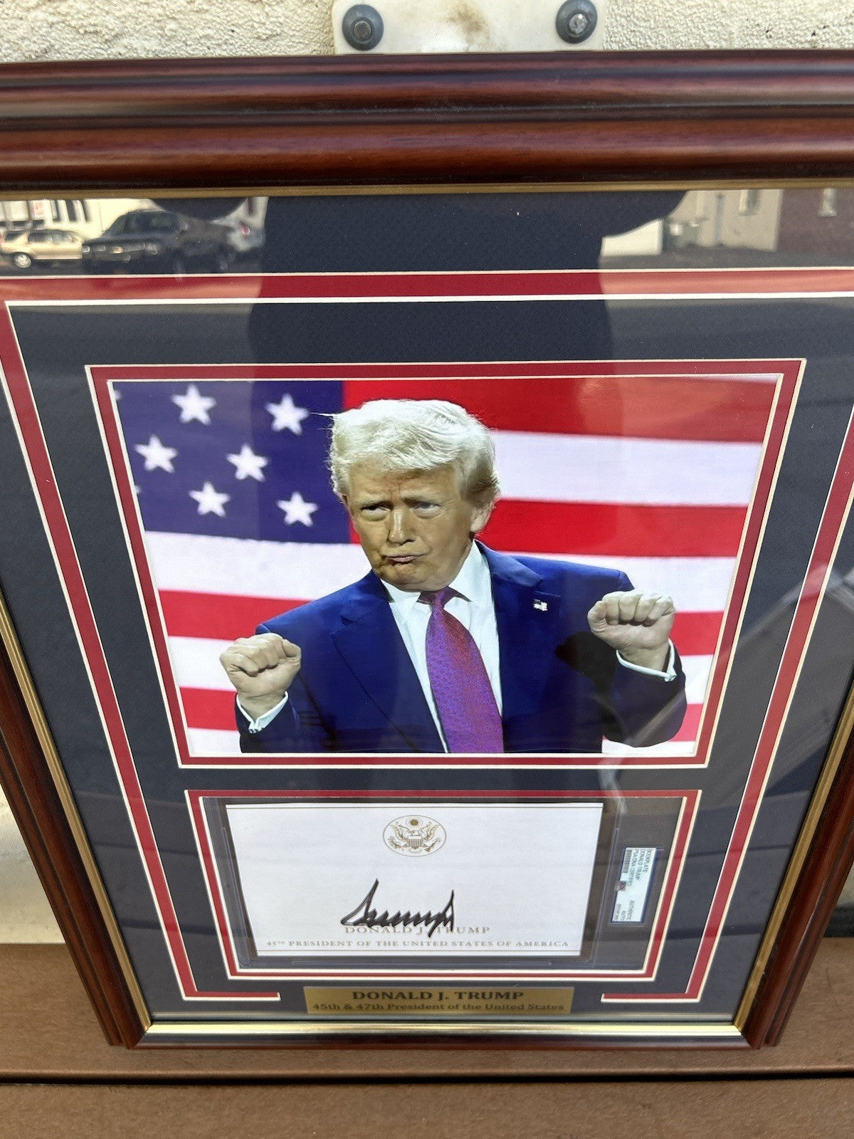 President Donald Trump Signed Autographed Framed Bookplate PSA Encapsulated
