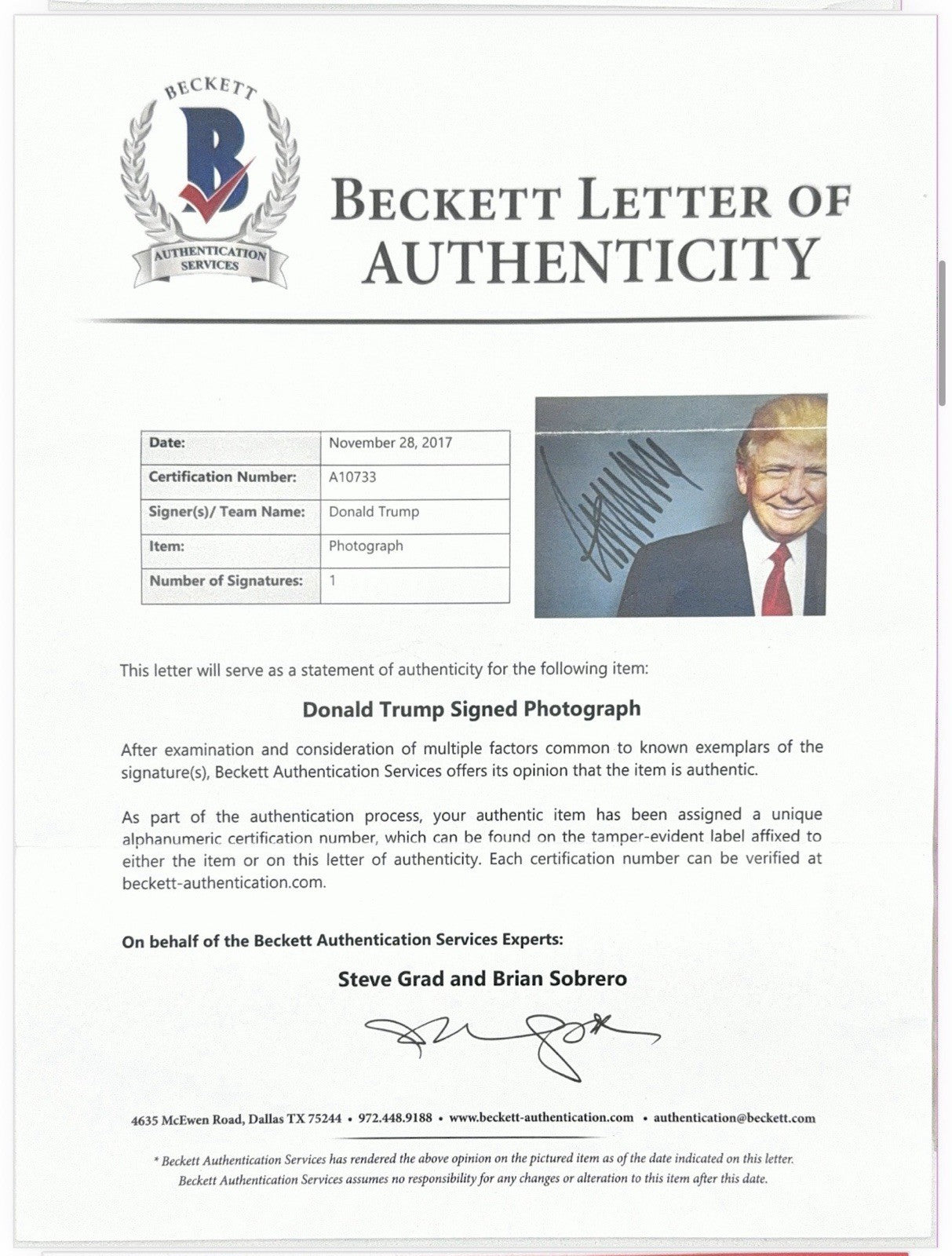 PRESIDENT DONALD TRUMP SIGNED PHOTO 8X10 AUTOGRAPH CUSTOM FRAMED BAS LOA RARE