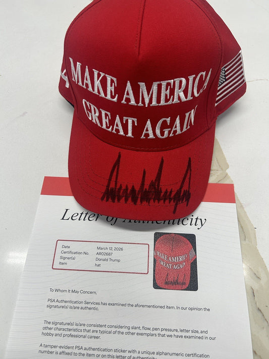 PRESIDENT DONALD J TRUMP SIGNED AUTOGRAPHED MAGA HAT PSA/DNA LOA RARE SIGNATURE