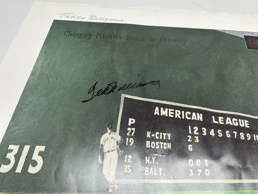 TED WILLIAMS Signed Changing Pitchers Break At Fenway16x20 Photo PSA COA Rare