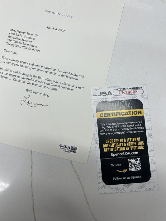 Laura Bush Signed Letter First Lady Sent To First Lady Of Illinois Rare JSA COA