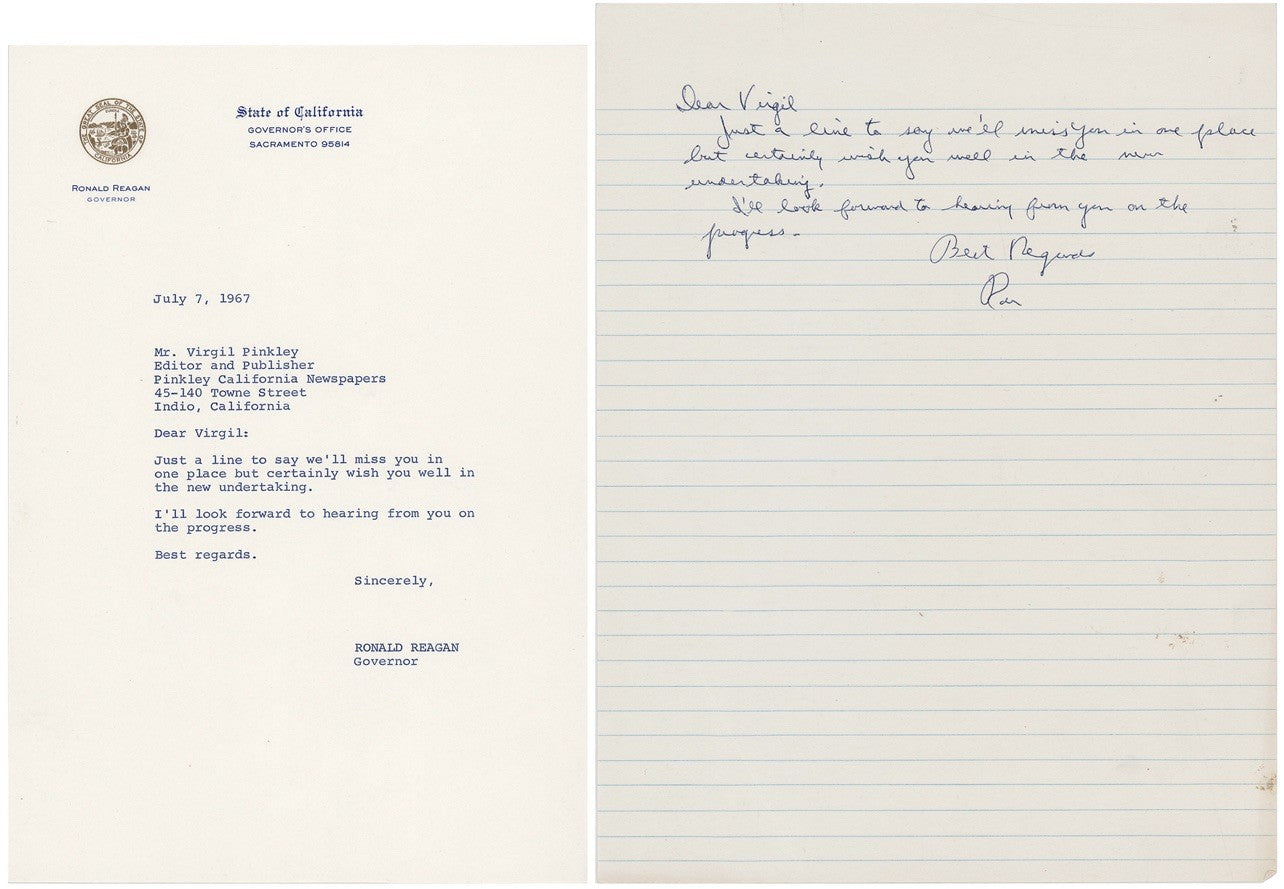 1967 Ronald Reagan Autograph CA Governor Handwritten & Signed Letter POTUS Rare