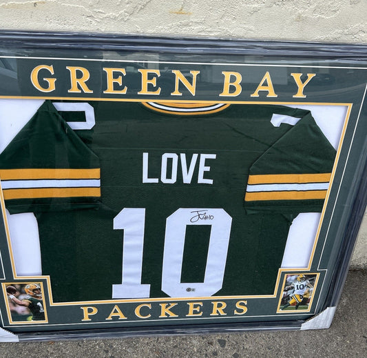 Framed Autographed/Signed Jordan Love Green Bay Green Jersey Beckett COA
