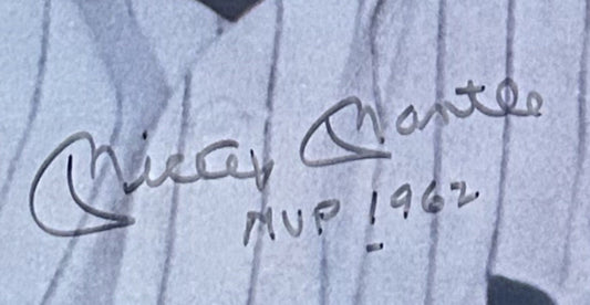 Mickey Mantle Signed 16x20 Photo Rare MVP 1962 Inscription. PSA Authentic Framed