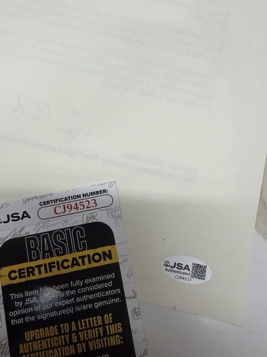 George HW Bush First Flight Centennial Foundation Signed Letter Chairman JSA