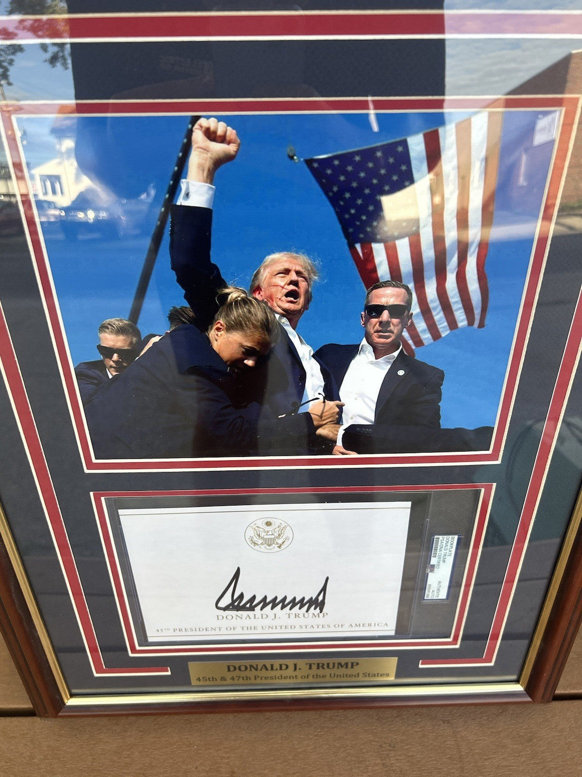 President Donald Trump Signed Autographed Framed Bookplate PSA Encap