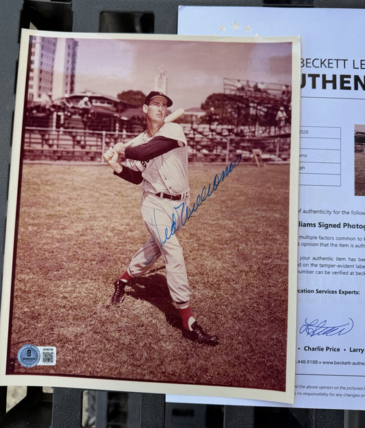 TED WILLIAMS HOF Signed Autograph Auto 8x10 Color Photo Red Sox Beckett COA
