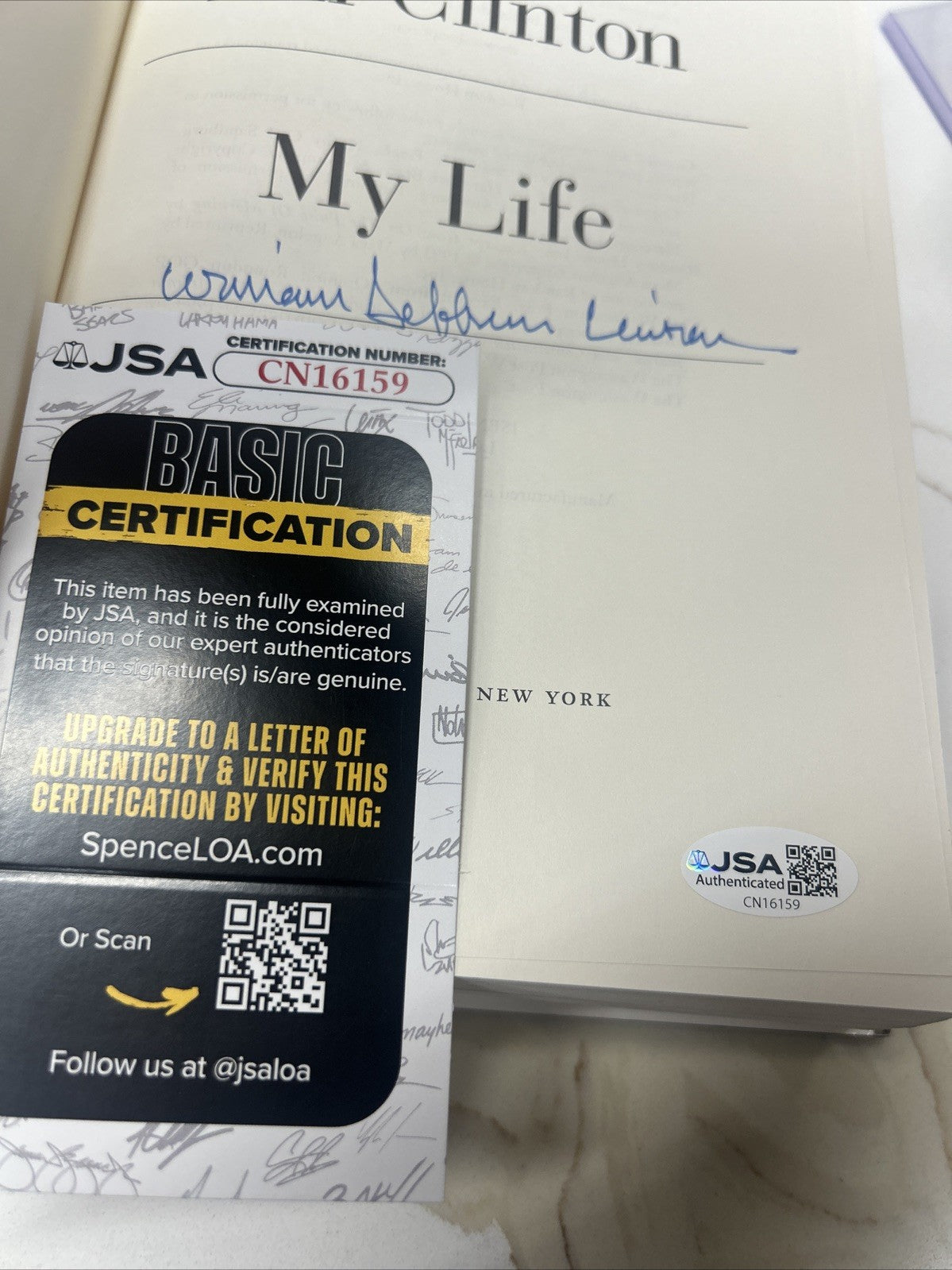 BILL CLINTON "MY LIFE" SIGNED WILLIAM JEFFERSON CLINTON Full Name Book JSA RARE