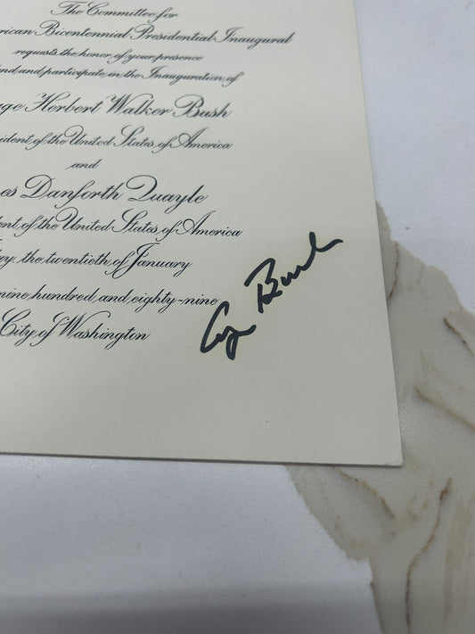 GEORGE BUSH Signed Inauguration 1989 Dan Quayle VP + President Autographed