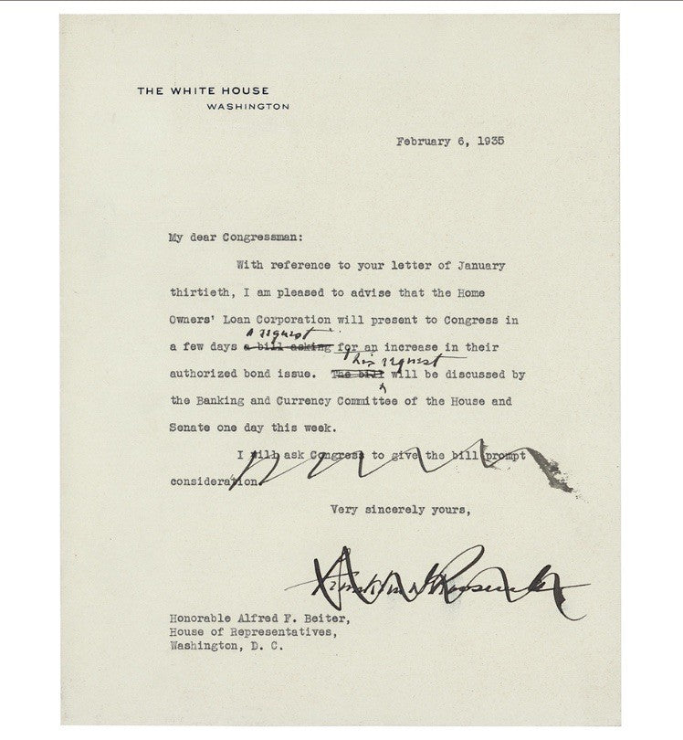 FRANKLIN D. ROOSEVELT - TYPED LETTER SIGNED 02/06/1935