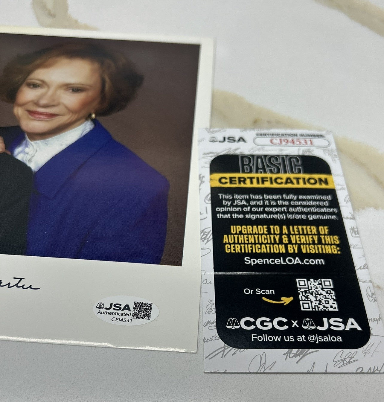 Dual Signed Jimmy Carter & Rosalynn Carter Autographed 8x10 Photo JSA President