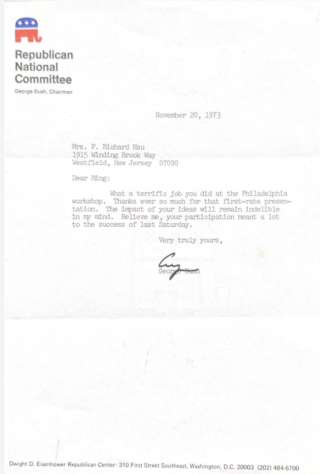 George HW Bush Rare RNC Chairman Signed Letter Early Signature Authentic Auto