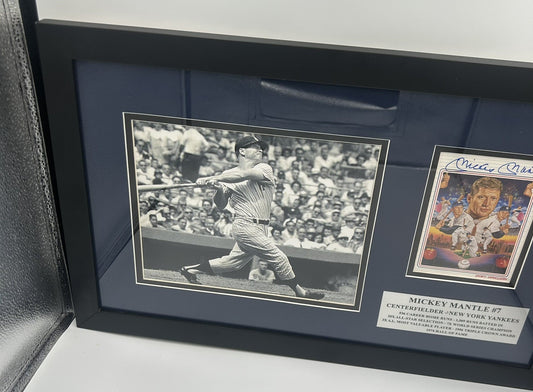 Mickey Mantle HOF New York Yankees Signed Custom Framed Postcard Rare Autograph