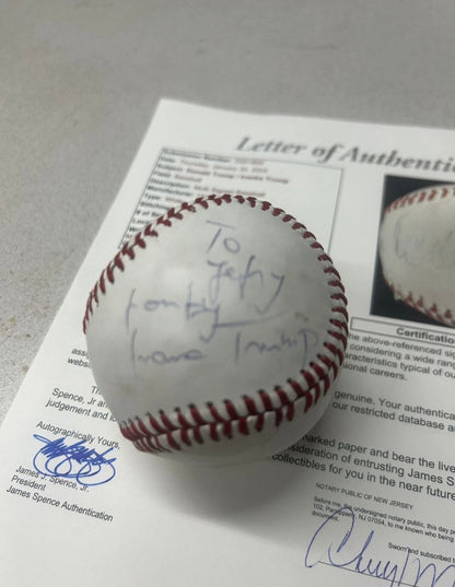President Donald Trump & Ivana Trump Signed Baseball JSA LOA Certified