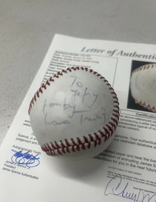 President Donald Trump & Ivana Trump Signed Baseball JSA LOA Certified
