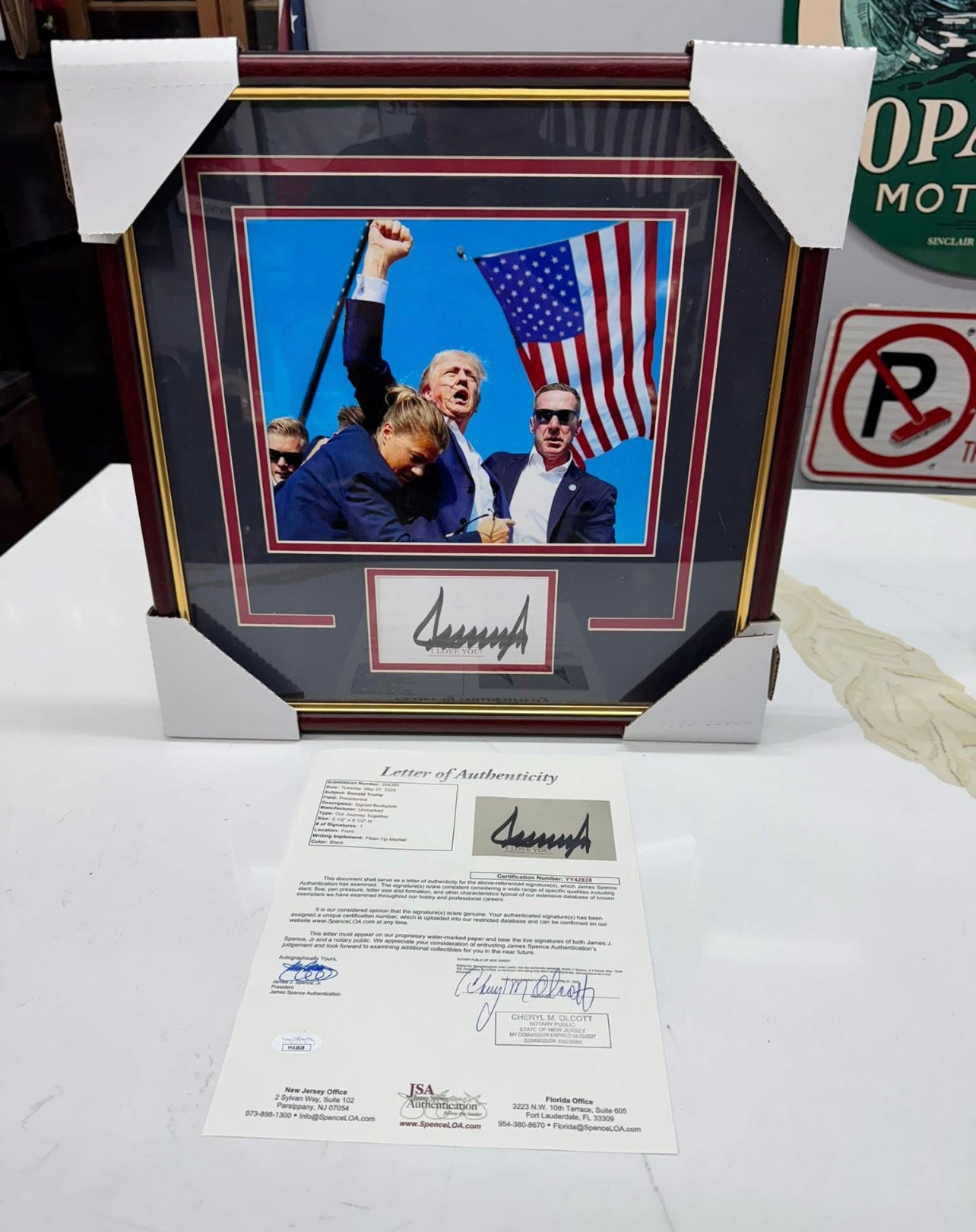 Donald Trump Framed Autographed Assassination Attempt Presidential Photo JSA LOA