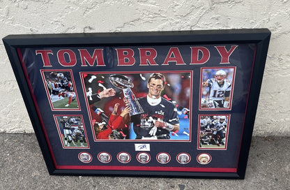 Tom Brady New England Patriots Cut Auto Photo Collage Framed JSA Letter 