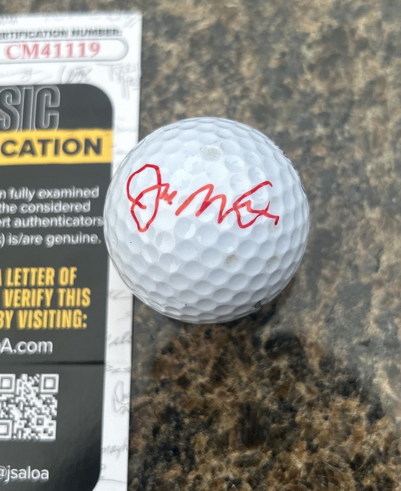Joe Montana JSA CERTIFIED Signed Rare Gold Ball Rare Red Ink Authentic Auto