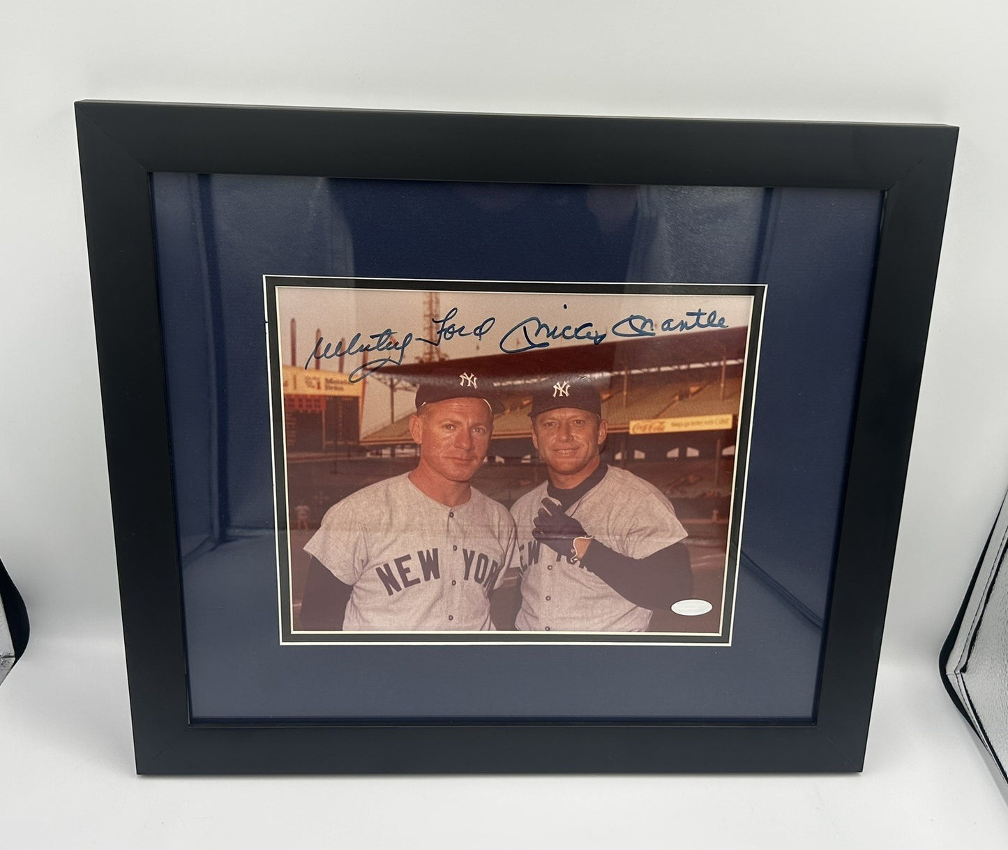 Mickey Mantle Whitey Ford HOF New York Yankees Signed Framed 8x10 Photo Steiner