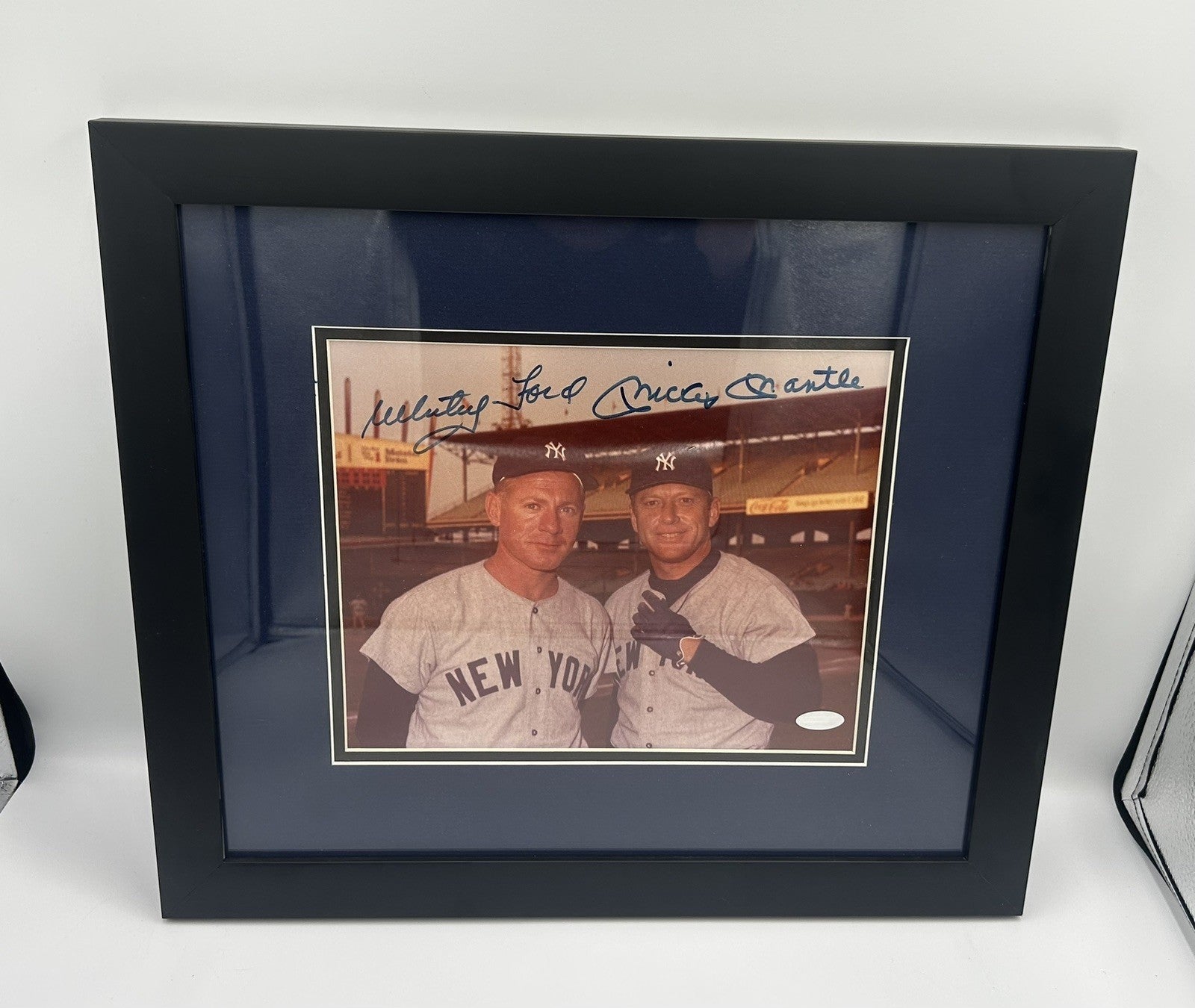 Mickey Mantle Whitey Ford HOF New York Yankees Signed Framed 8x10 Photo Steiner