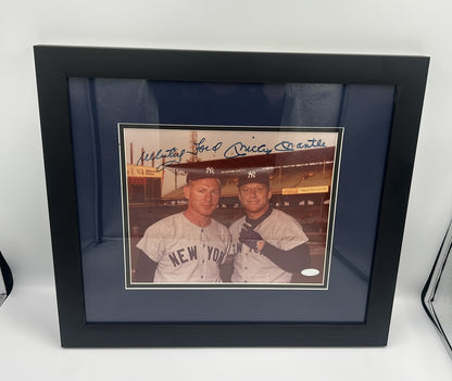 Mickey Mantle Whitey Ford HOF New York Yankees Signed Framed 8x10 Photo Steiner