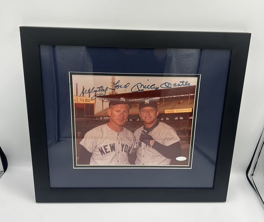 Mickey Mantle Whitey Ford HOF New York Yankees Signed Framed 8x10 Photo Steiner