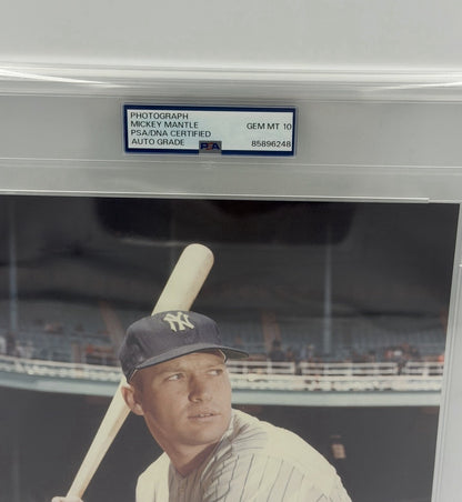 Mickey Mantle New York Yankees Baseball Autographed 8x10 Photo PSA SLAB Grade 10