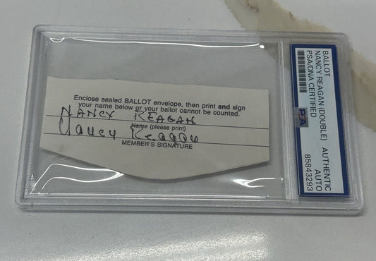 DOUBLE SIGNED Nancy Reagan Signed PERSONAL VOTING BALLOT RARE AUTO PSA ENCAP