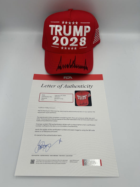 Donald Trump Autographed TRUMP 2028 Hat MAGA Authentic Signed MAGA RARE PSA LOA