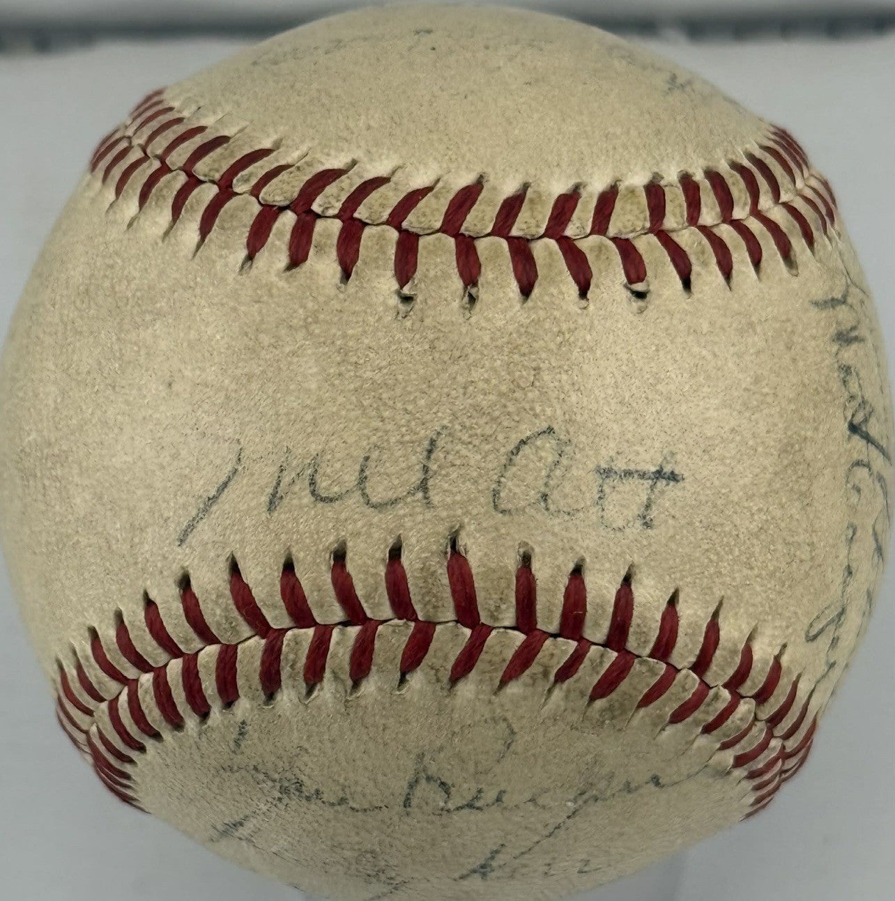 BABE RUTH Signed Spalding Baseball Mel Ott Ernie Lombardi RARE PSA LOA