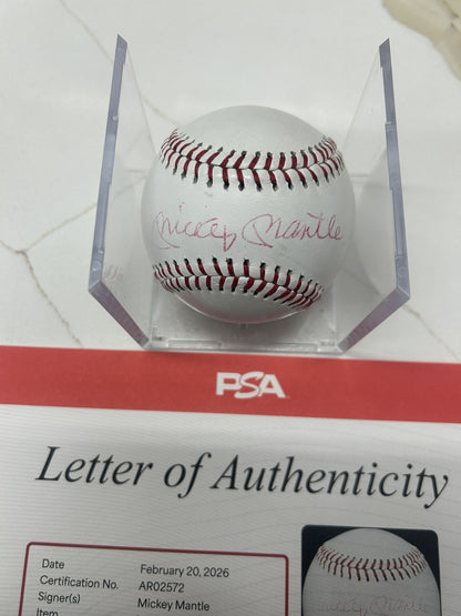 Mickey Mantle Autographed Rangers Baseball Rare Red Ink PSA LOA
