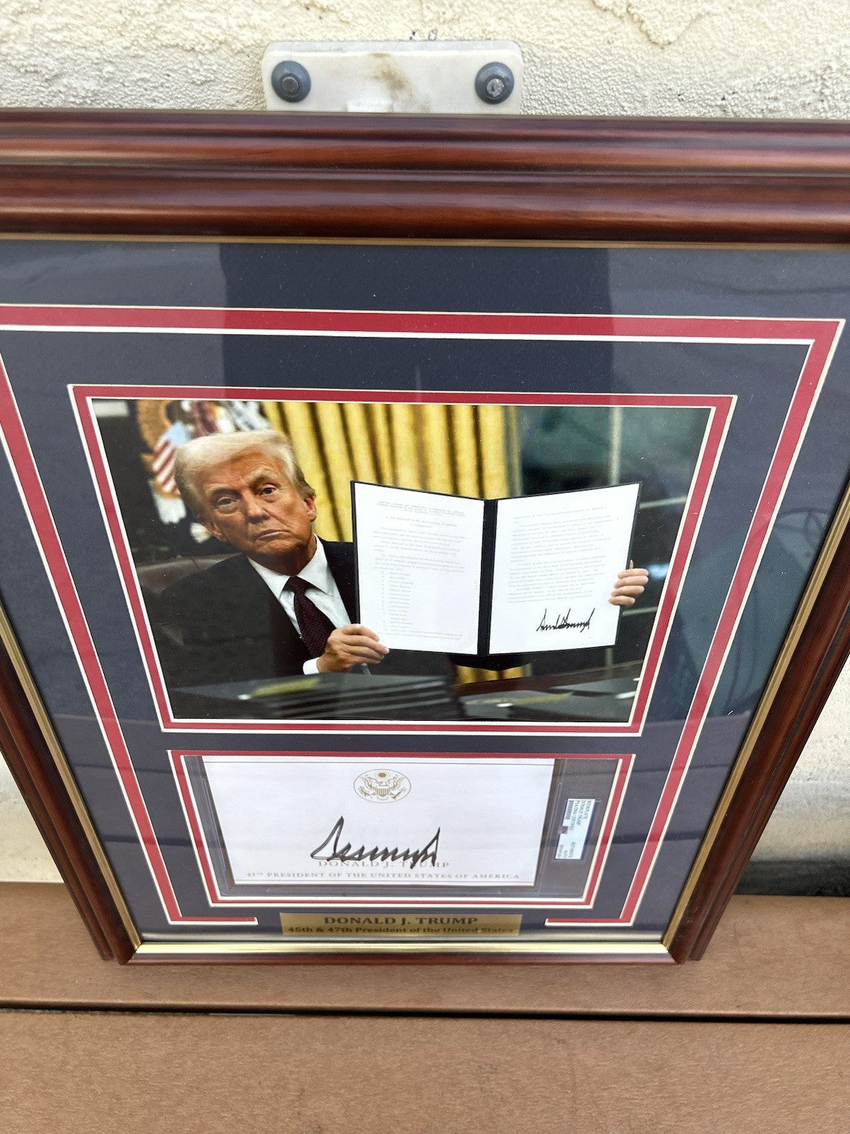 President Donald Trump Signed Autographed Framed Bookplate PSA Encapsulated