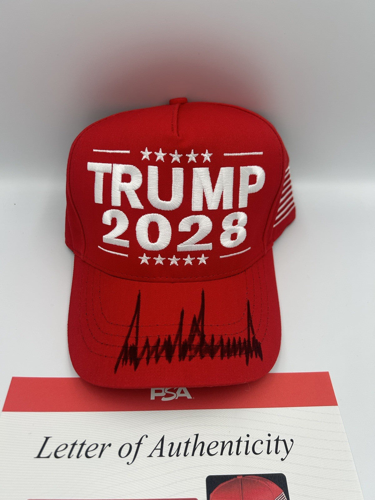 Donald Trump Autographed TRUMP 2028 Hat MAGA Authentic Signed MAGA RARE PSA LOA