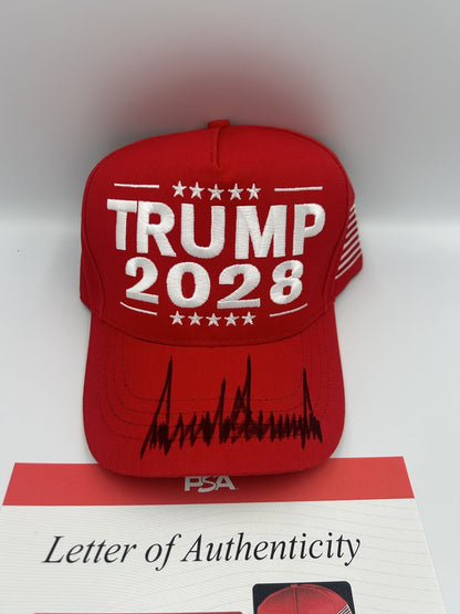 Donald Trump Autographed TRUMP 2028 Hat MAGA Authentic Signed MAGA RARE PSA LOA