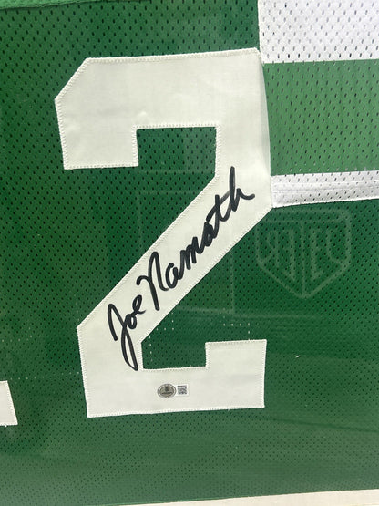 Joe Namath Autographed & Framed Green New York Jets Jersey Auto Beckett COA