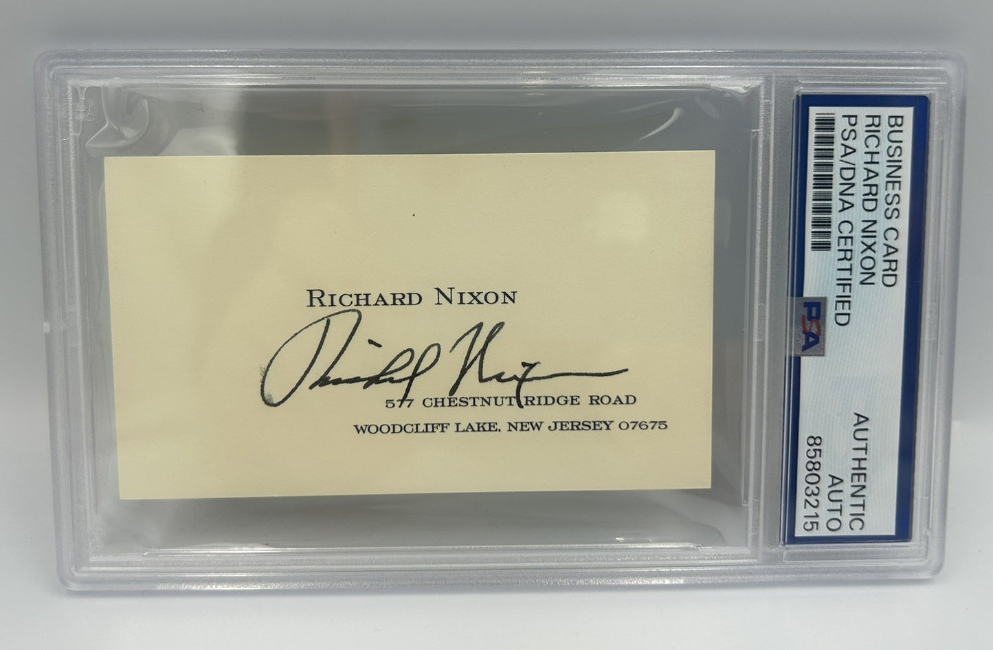 RICHARD NIXON Autographed Personal BUSINESS CARD Signed PSA Encapsulated Rare