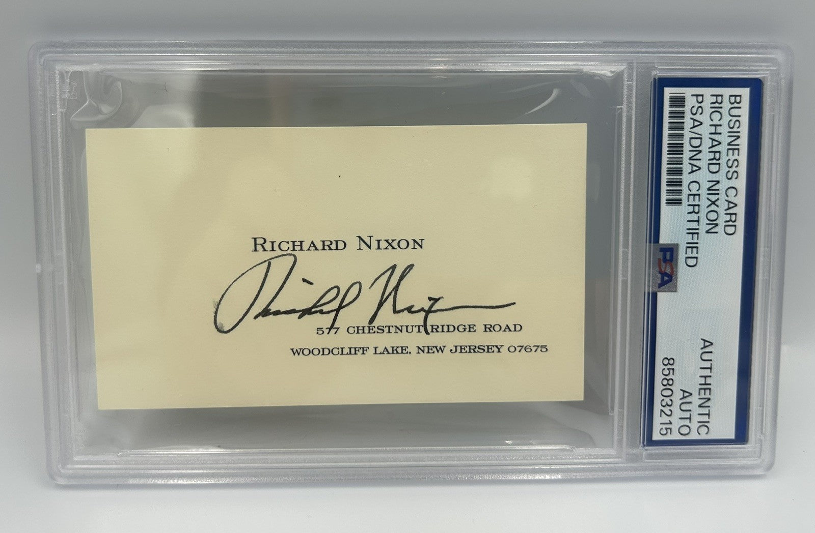 RICHARD NIXON Autographed Personal BUSINESS CARD Signed PSA Encapsulated Rare