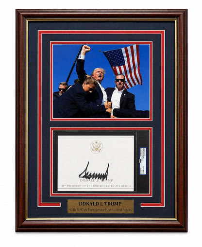 President Donald Trump Signed Autographed Framed Bookplate PSA Encapsulated