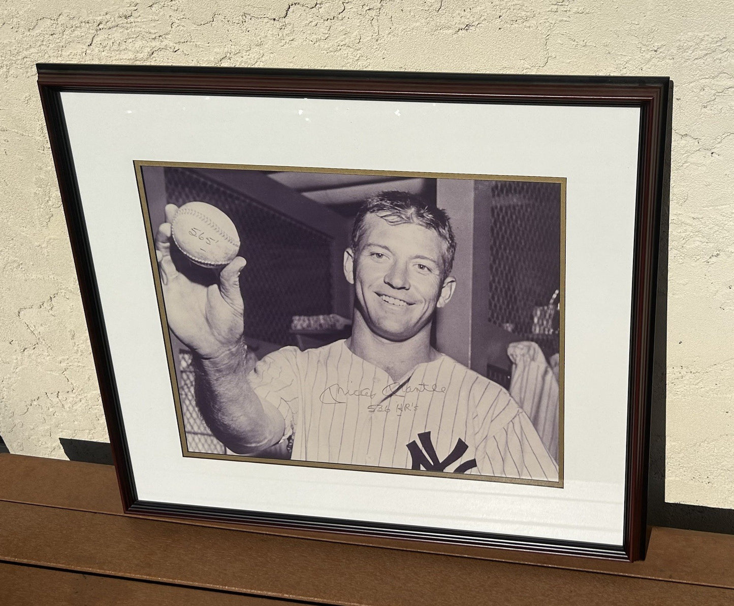 Mickey Mantle Signed 16x20 Rare Inscription 536 HRs 565. PSA LOA Custom Framed
