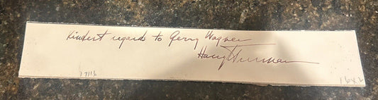 President Harry S. Truman Signed Signed Cut Signature Cardstock Rare Autograph