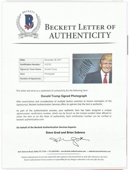 PRESIDENT DONALD TRUMP SIGNED PHOTO 8X10 AUTOGRAPH CUSTOM FRAMED BAS LOA RARE