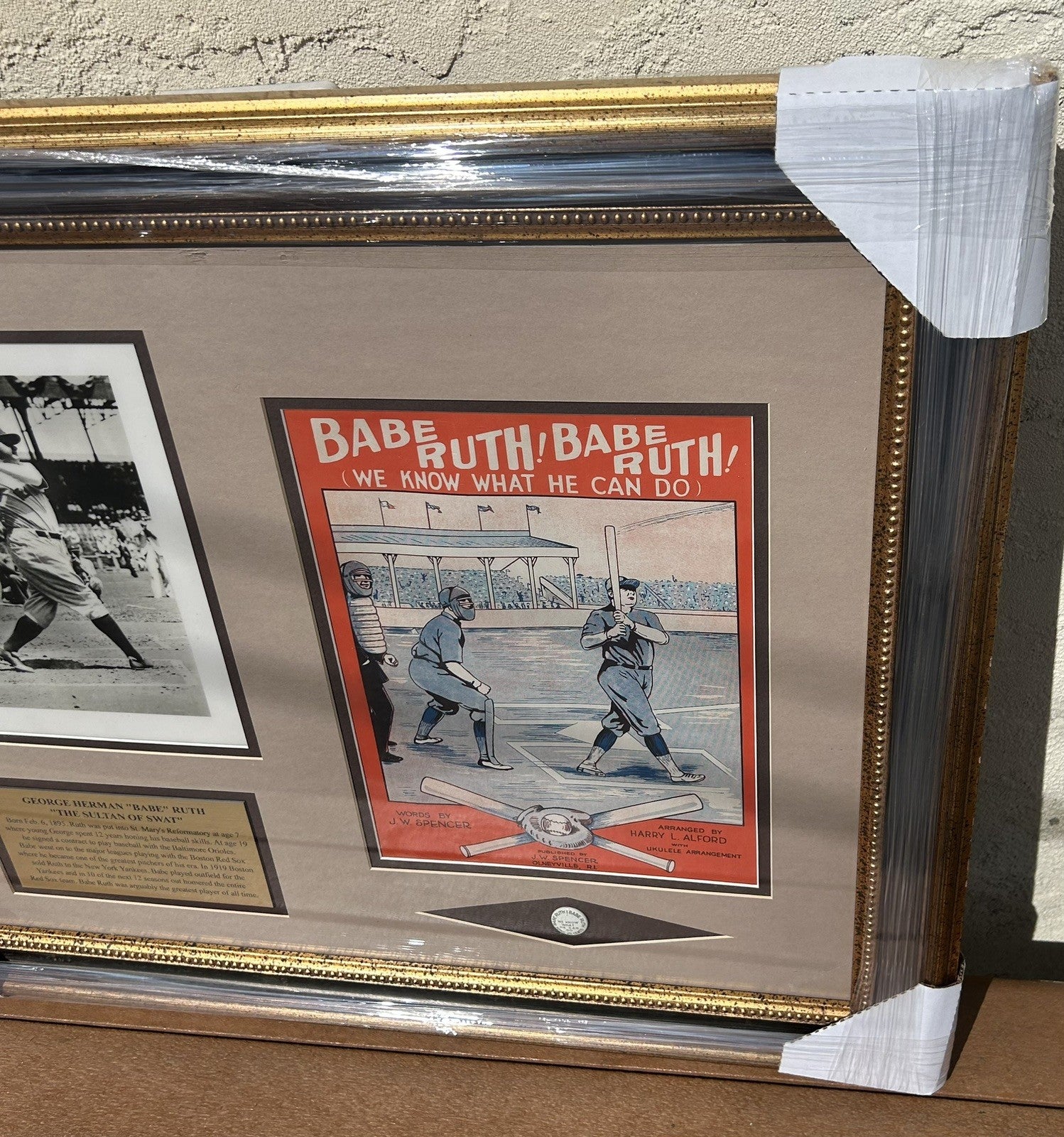 Babe Ruth Signed Swinging Original Photograph Custom Framed JSA LOA Bold READ