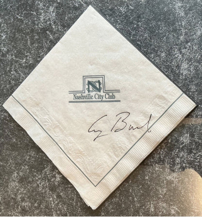George H.W. Bush Signed Napkin Framed 26x13 41st President Of The US Auto