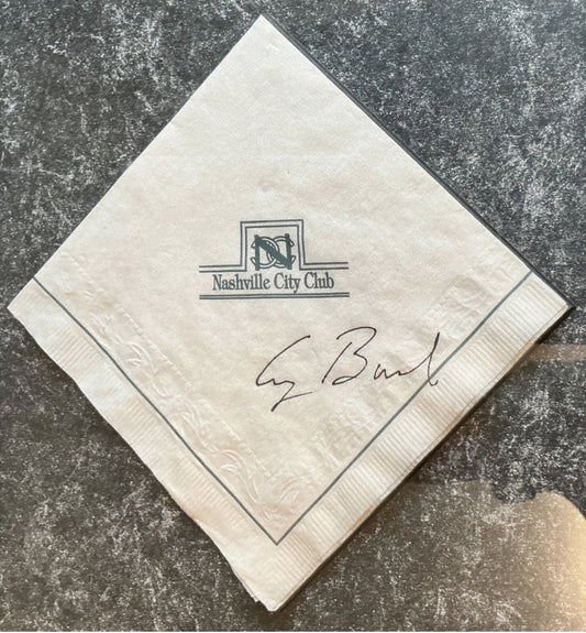 George H.W. Bush Signed Napkin Framed 26x13 41st President Of The US Auto