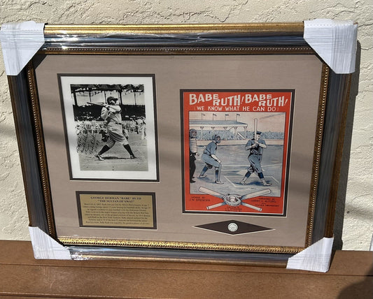 Babe Ruth Signed Swinging Original Photograph Custom Framed JSA LOA Bold READ