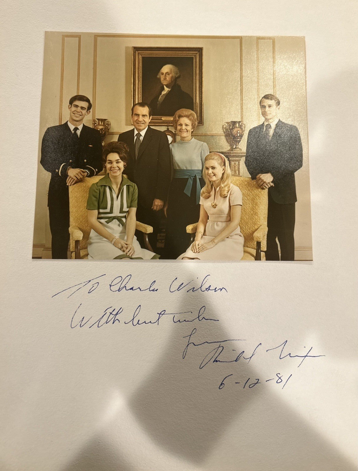 President Richard Nixon Signed Family Portrait Photograph Rare Autograph