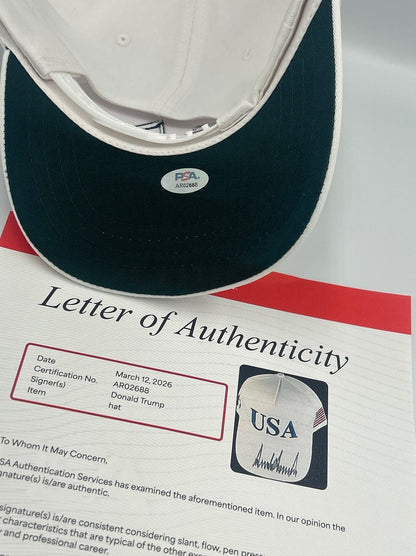 PRESIDENT DONALD J TRUMP SIGNED AUTOGRAPHED MAGA USA HAT PSA LOA RARE SIGNATURE