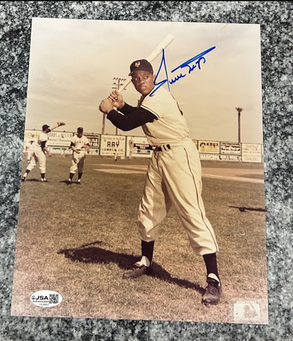 Willie Mays HOF Signed New York Giants 8x10 Baseball Photo AUTO JSA COA